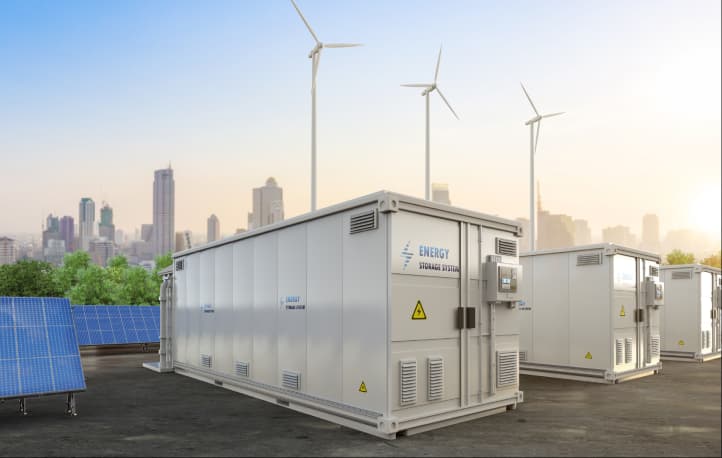 Batteriespeicher-Container einer Großspeicheranlage